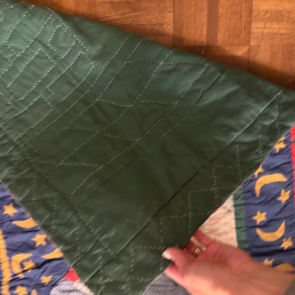 Vtg Mary Engelbreit Believe Santa throw quilt-whimsical holiday tapestry throw